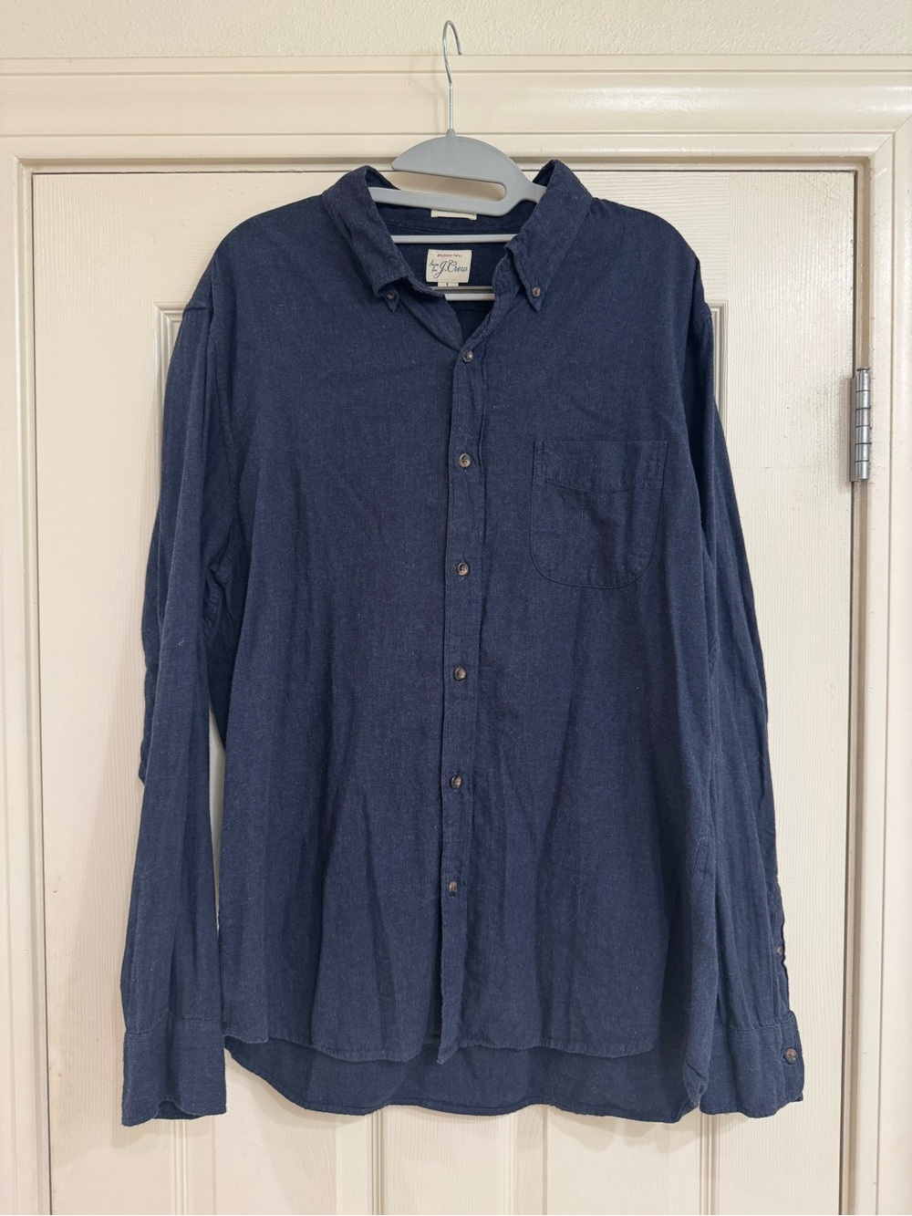 J. Crew Brushed Twill Navy Button-Up Shirt - Slim Untucked L